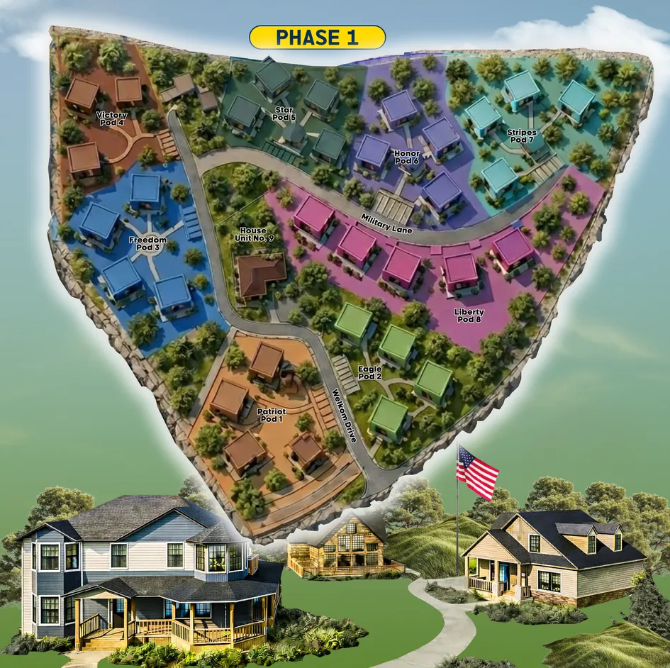 Phase 1 custom lot overview at The Patriotic Resort